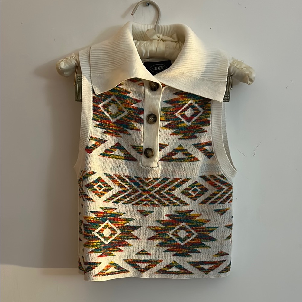 Colorful Patterned Sleeveless Sweater Vest